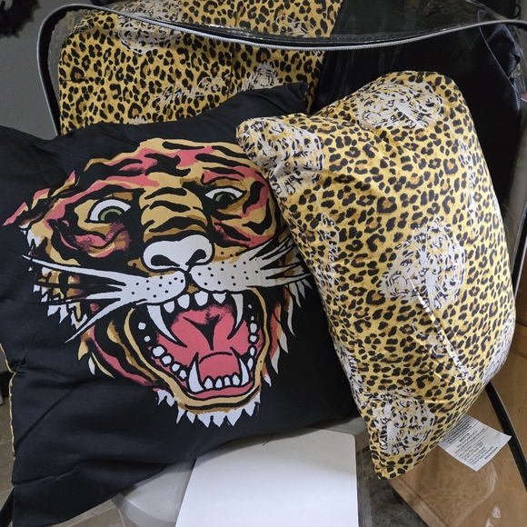 King Ed Hardy Cheetah Leopard Tiger 5 Piece Bedding Set Comforter - Picture 5 of 11